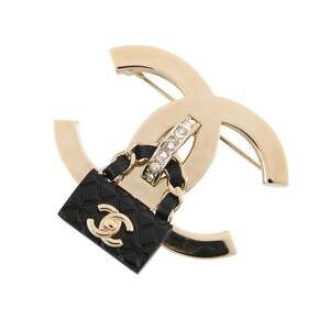 Chanel Cc Logo Brooch Gold-Tone Metal #256682C10B